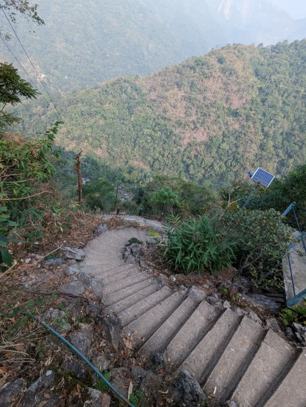 Cherrapunji hike - start of the hike stairs and view