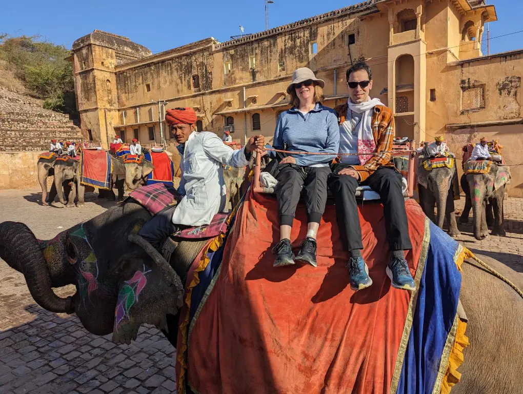 Riding Elephants at Amber Palace