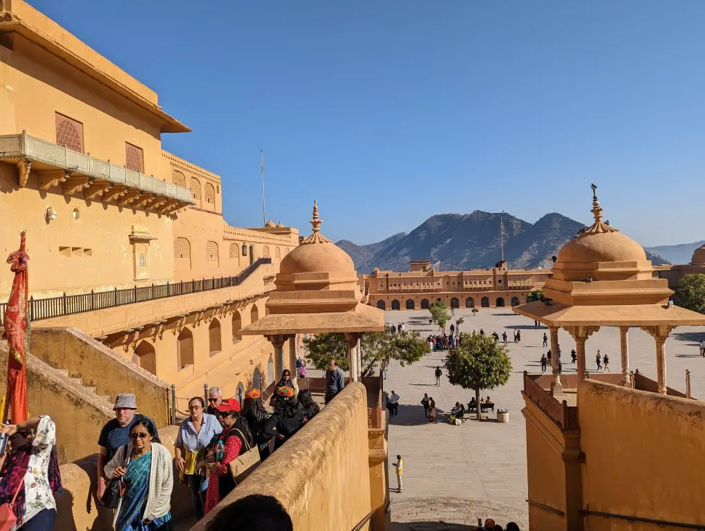 Riding Elephants - the destination, the amber fort courtyard