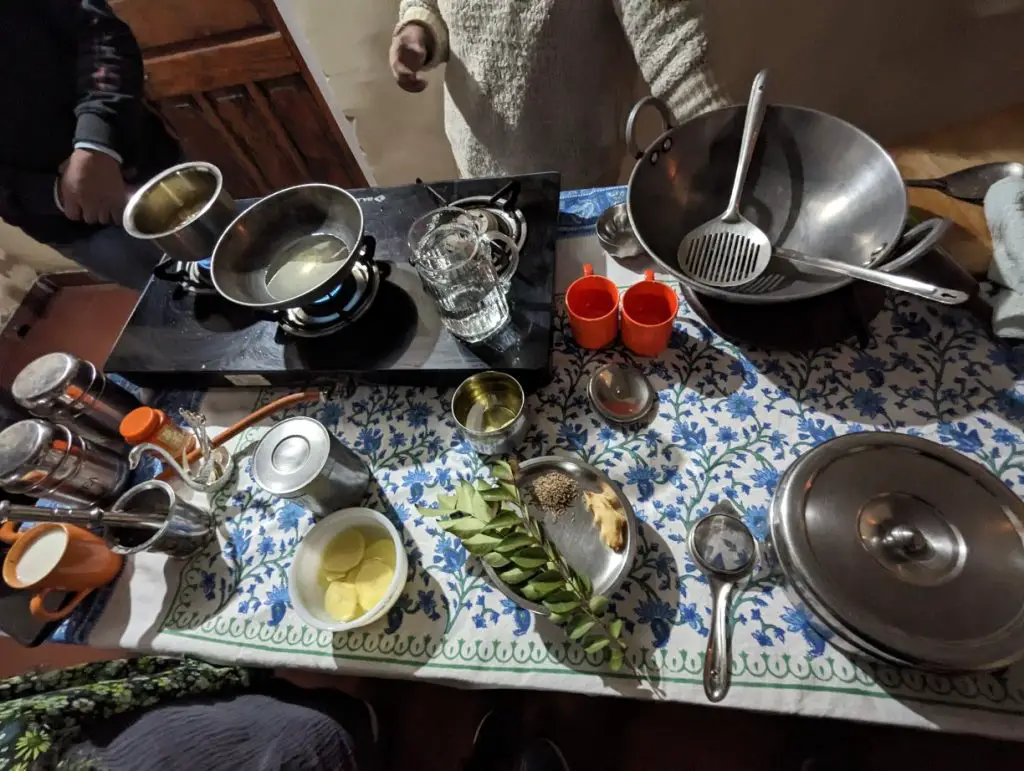 View of ingredients on the table