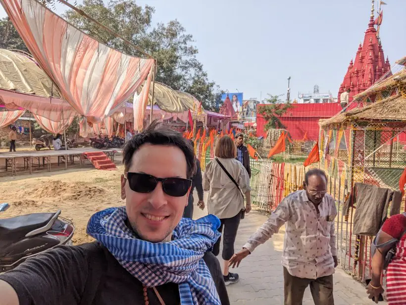 Banaras Hindu University Park - Adam in front of the other buildings